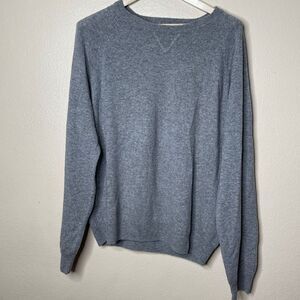 Dane Lewis Sweater Men's XL Gray 100% Cashmere Round Neck Casual Pullover